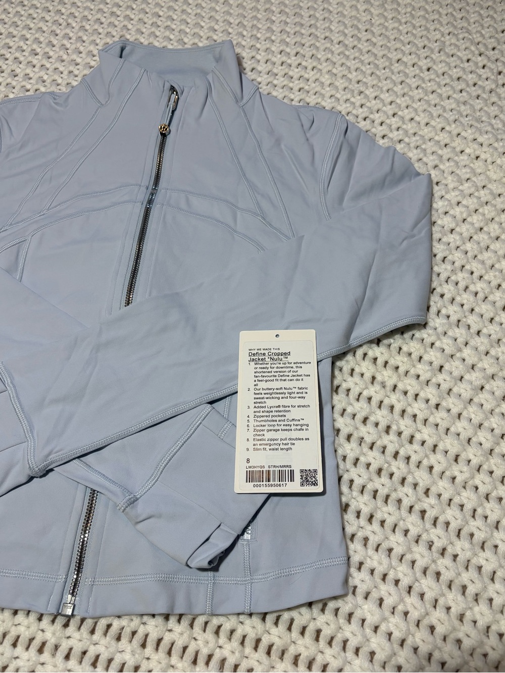 lululemon starch blue define cropped jacket nulu size 8 - Picture 3 of 12